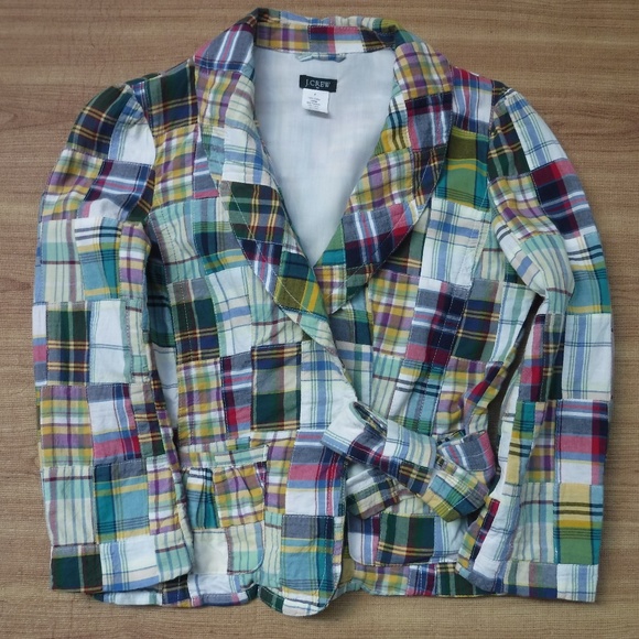 J.Crew Multi-Color Check Patched on Jacket - Picture 1 of 11